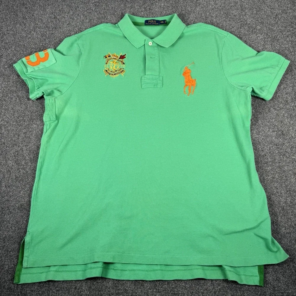 Polo Ralph Lauren Bleecker St Mesh Polo Shirt Big Pony Crest Green Mens 2XL